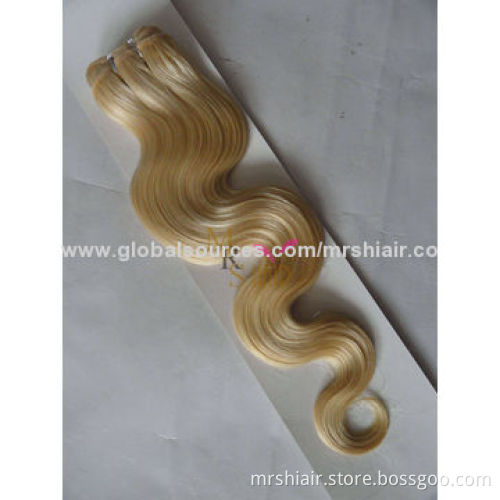 22-inch Blond Boby Wave Human Hair Weaving